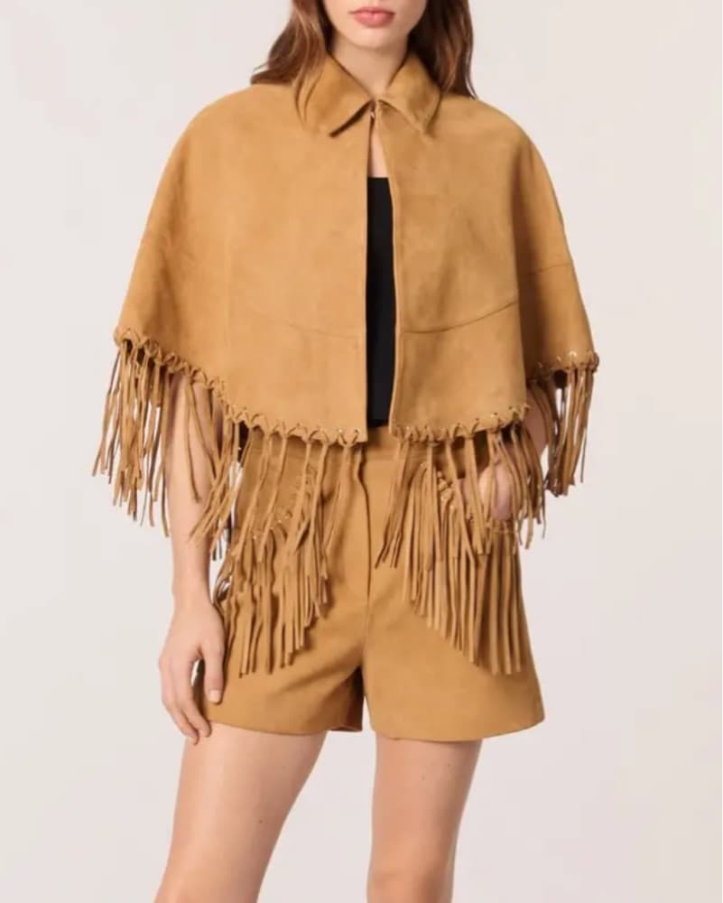 Maje Suede Fringe Short Set - Image 3