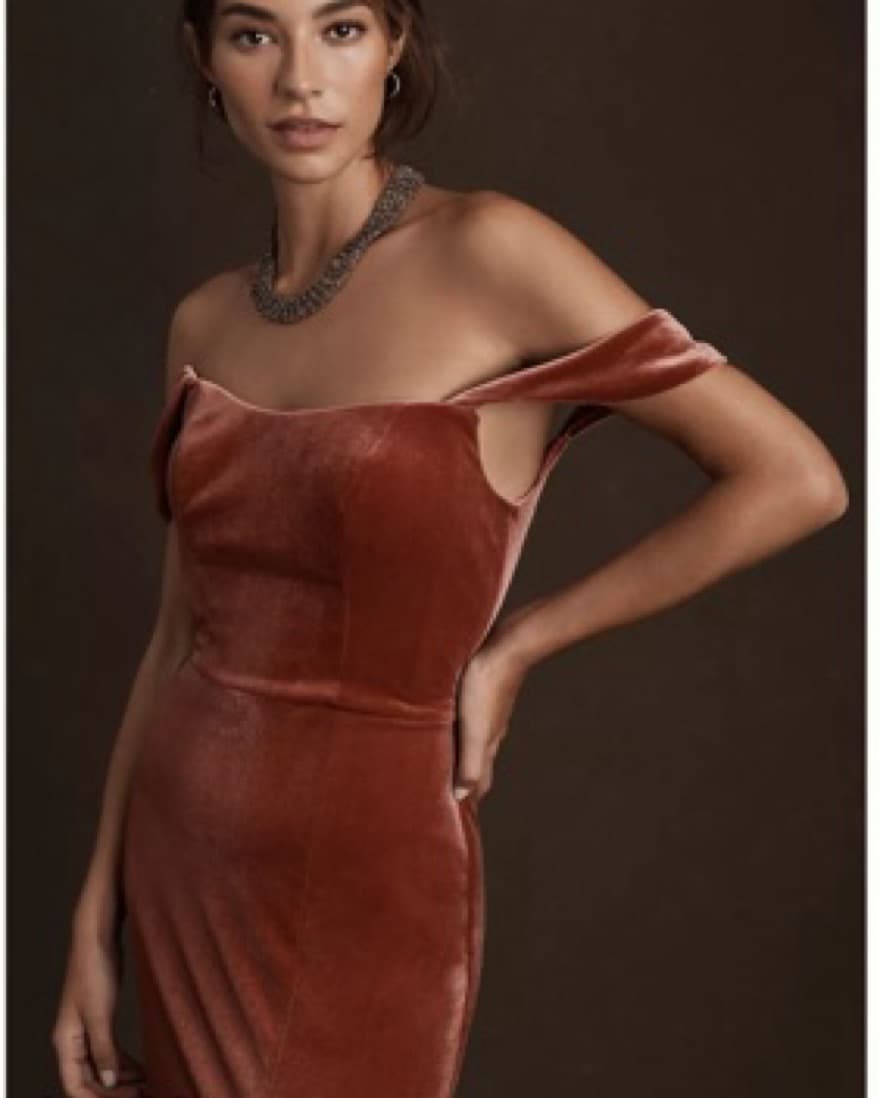 Off-The-Shoulder Velvet Rose Gown - Image 3