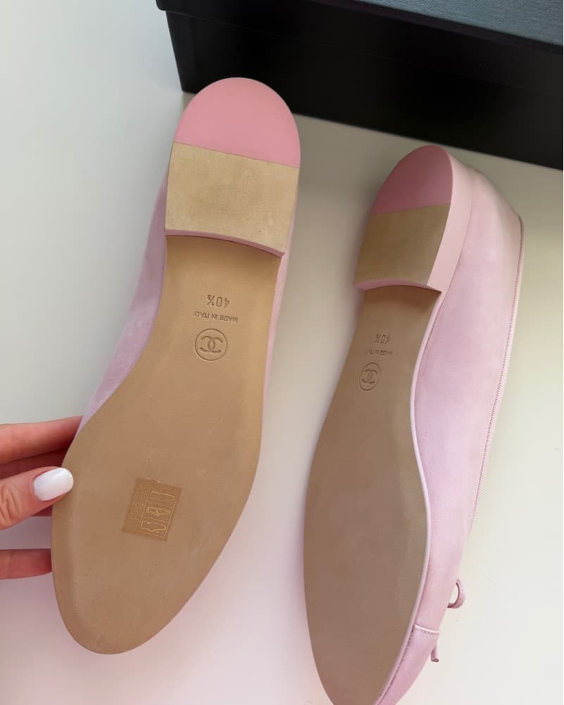 Chanel Pink Leather Flats - Image 2