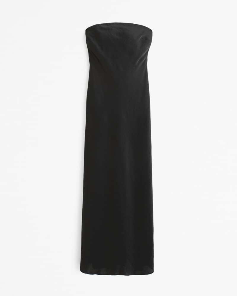 Black Satin Strapless Gown - Image 2