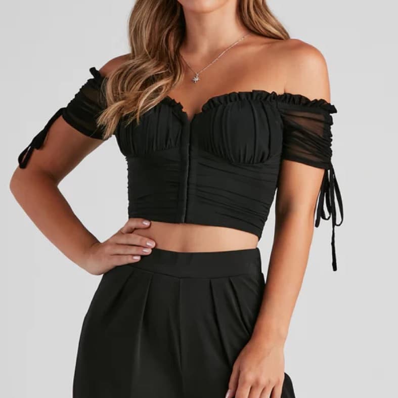 Off Shoulder Cropped Top - Image 1