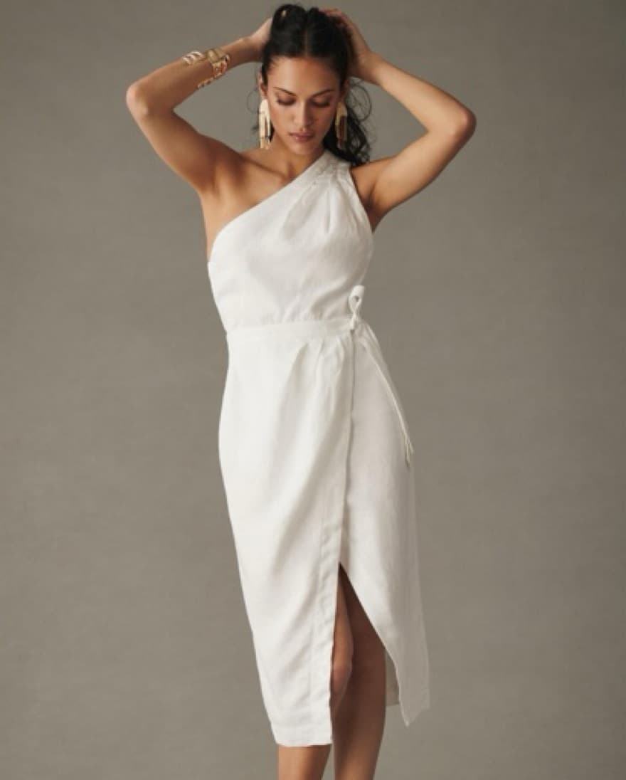 Anthropologie One-Shoulder Linen Dress - Image 1