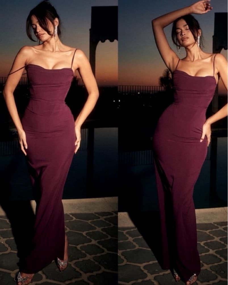 House of CB 'Lani' Merlot Corset Maxi Dr - Image 2