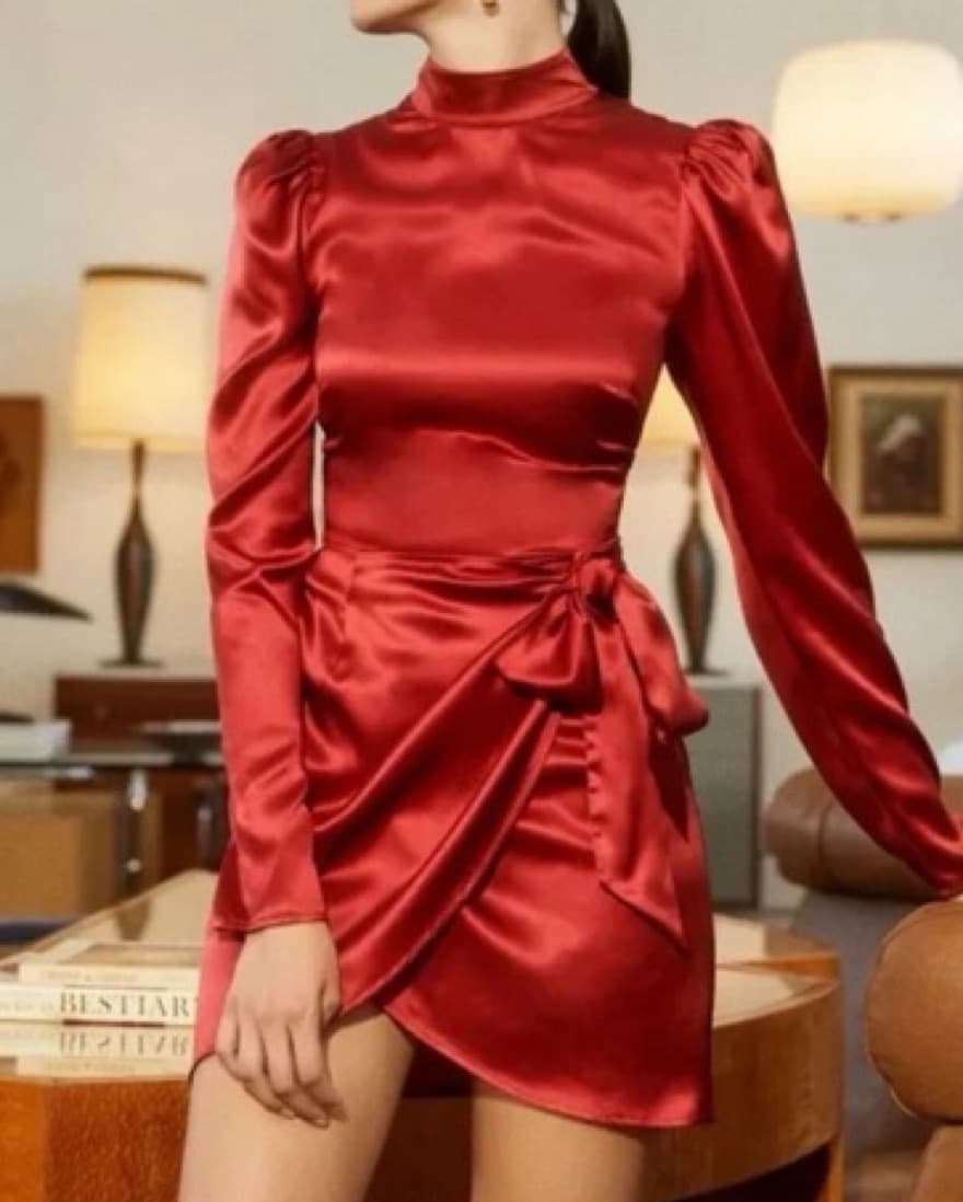 Reformation Red Silk Mini Dress 2 - Image 1