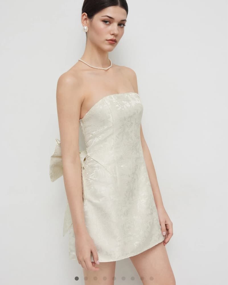 JACQUARD TUBE BOWKNOT MINI DRESS - Image 2
