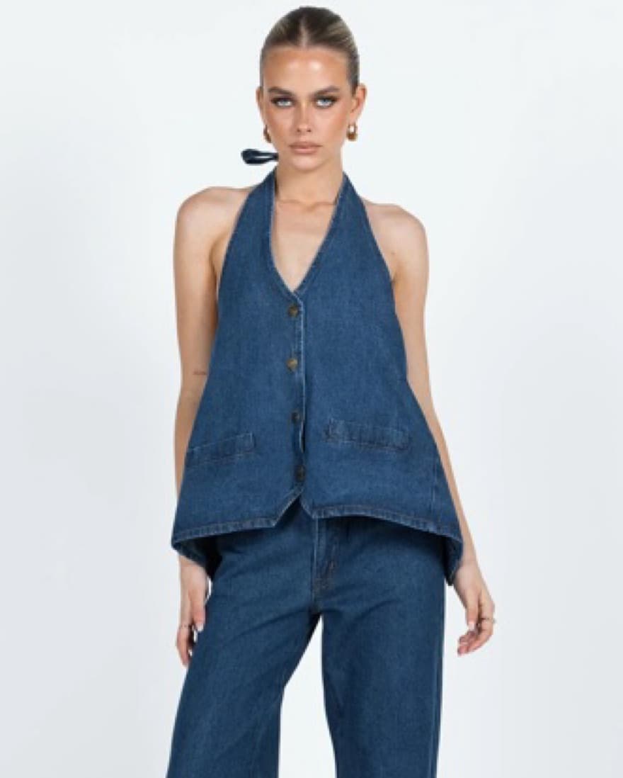 Hills Halter Denim Top - Image 1