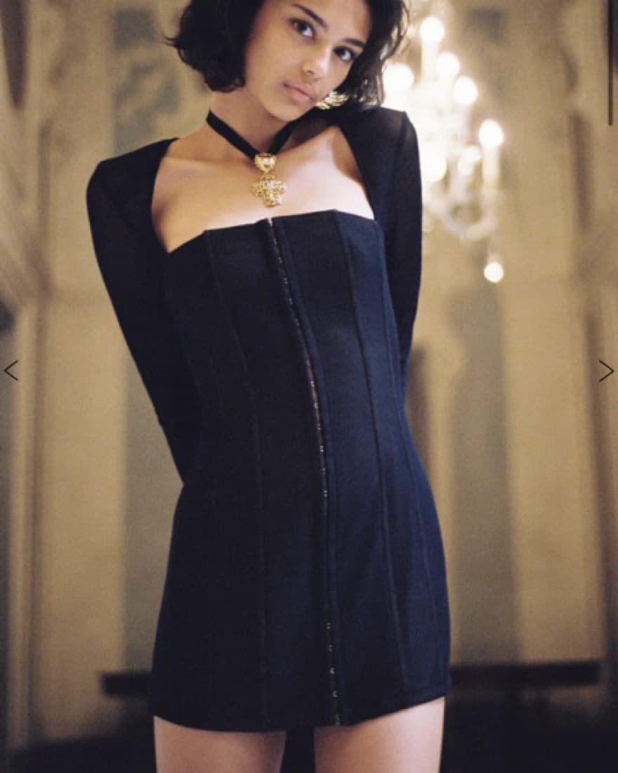 WITH JEAN Long Sleeve Black Corset Dress - Image 5