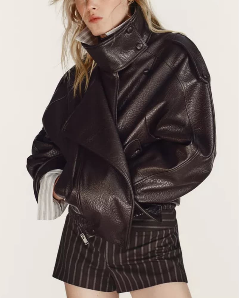 Black Zara Faux Leather Jacket - Image 3