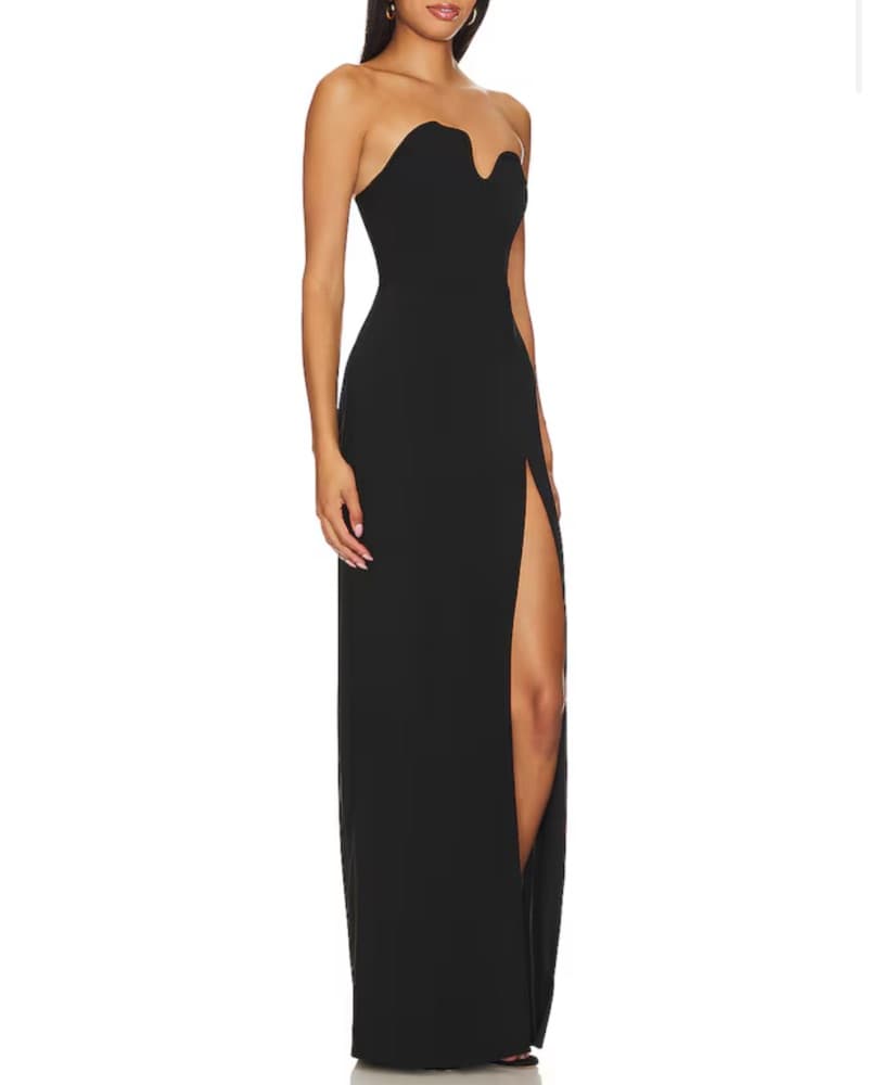 Hemmed Revolve Strapless Black Maxi Gown - Image 2