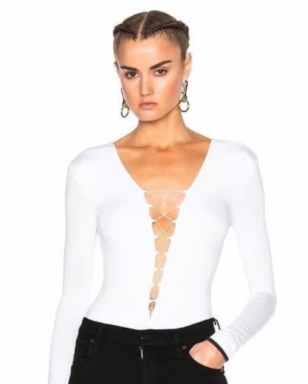 Alexander Wang Lace-Up White Bodysuit - Image 1