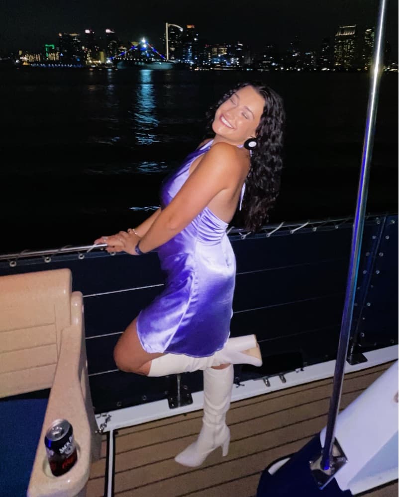 Purple Faux Wrap Twist Back Mini Dress - Image 3