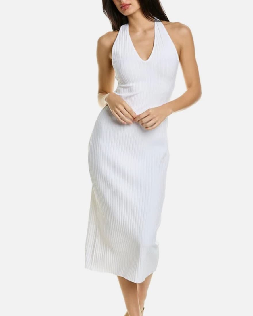 Vince White Ribbed Halter Dress - Image 1