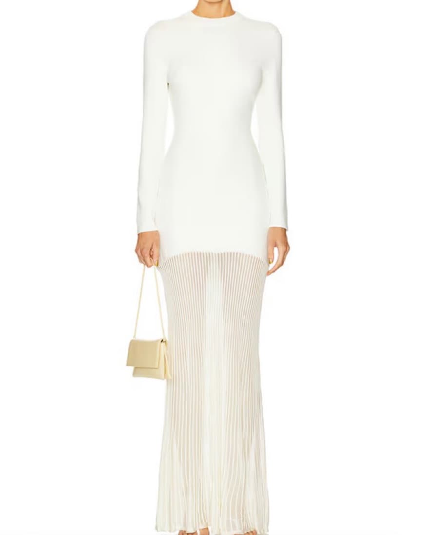 Elegant White Pleated Maxi Dress - Image 2