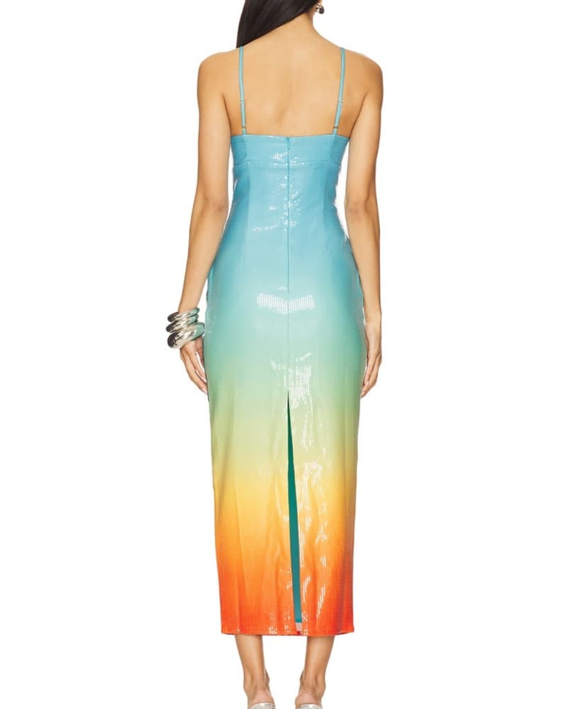 Vibrant Sequin Tropical Maxi Dress - Image 3