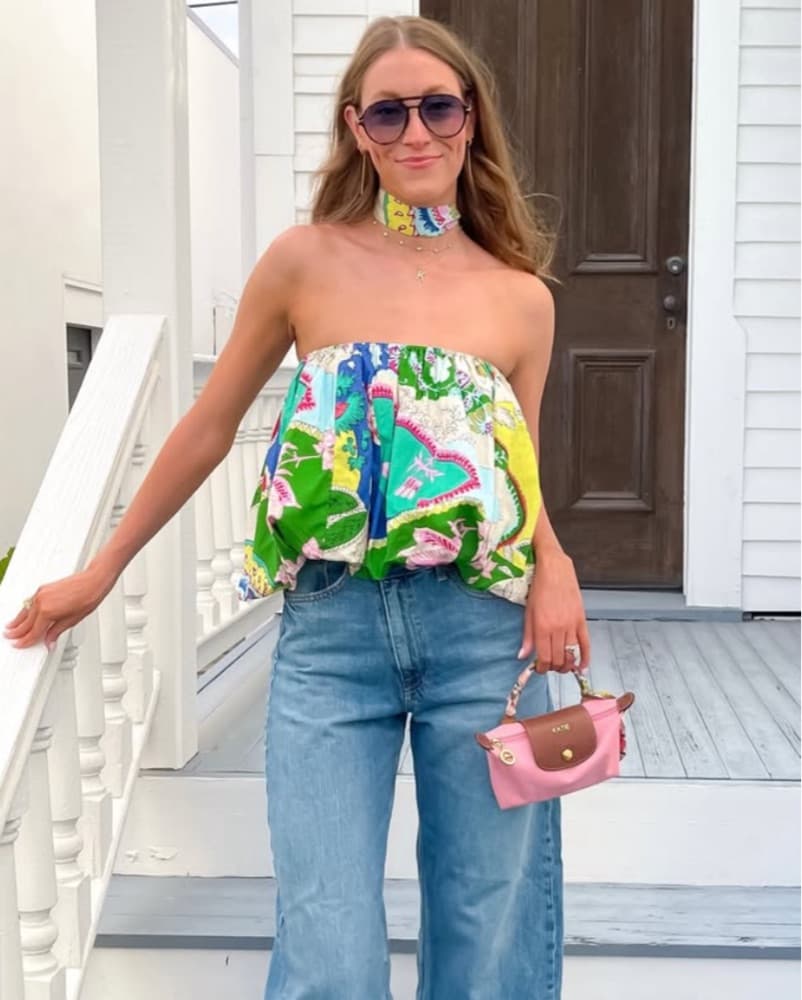 Sassy Cinnamon Printed Bubble Tie Top - Image 2