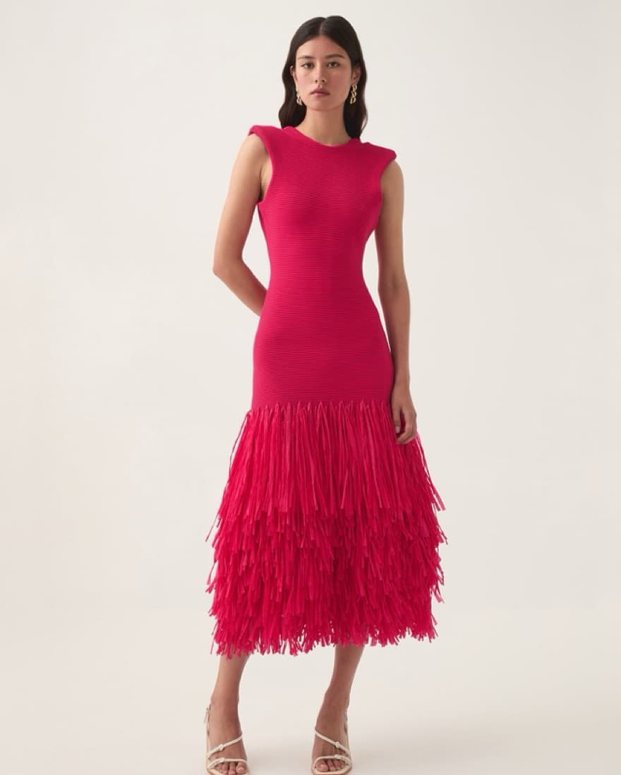 Aje Rushes Raffia Midi Dress - Image 3