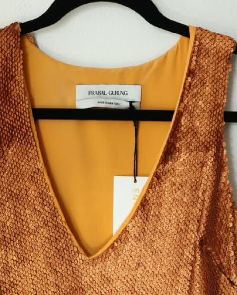 Prabal Gurung Copper Sequin Gown Low Cut - Image 3