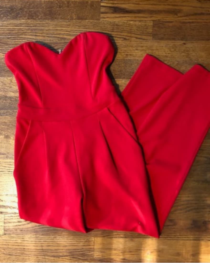 Red Strapless Jumpsuit - Image 2