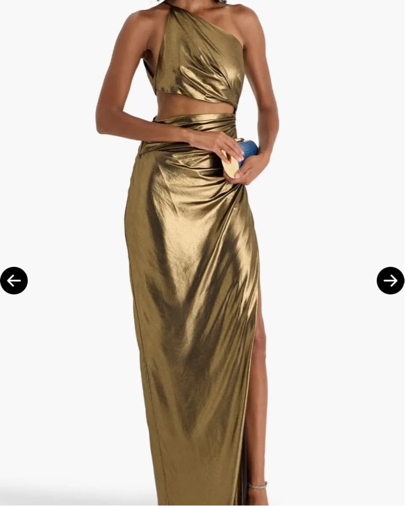 The Sei One Shoulder Cutout Lame Gown - Image 1