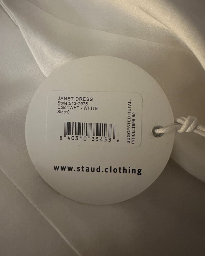 Staud Janet Satin Dress in White NWT - Image 5