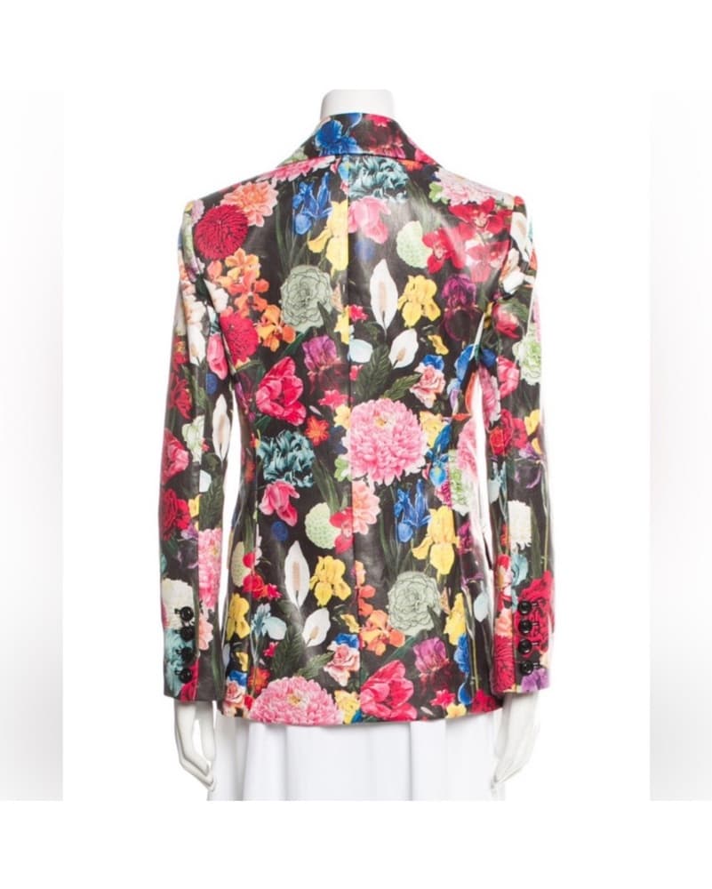 Alice+Olivia Faux Leather Floral Blazer - Image 2