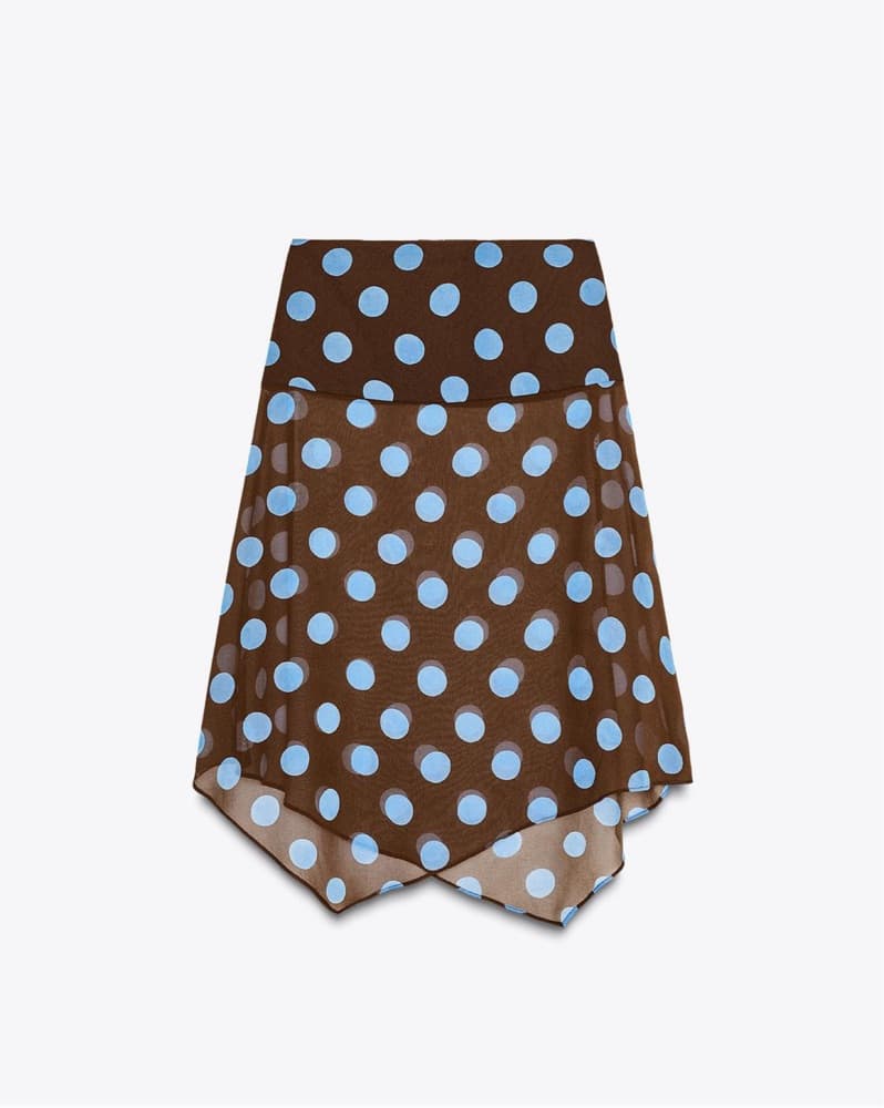 Brown Polka Dot Sheer Skirt - Image 2