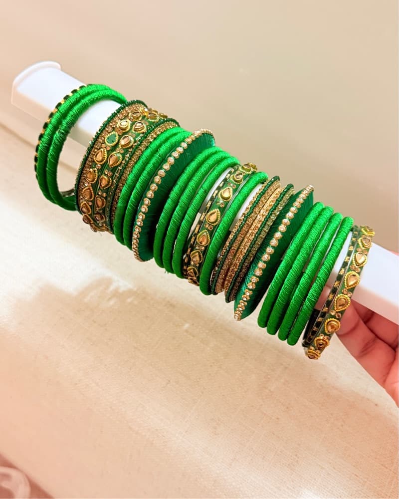 Stunning Green and Gold Bangles - Image 2