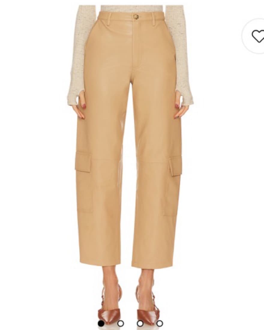 Faux Leather Pant + Vest Set In Tan - Image 3