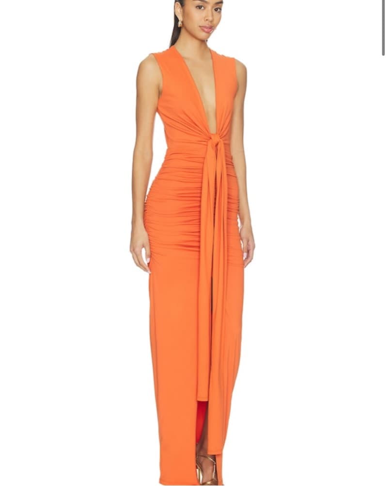 Susana Monaco Orange Tie Front Maxi - Image 2