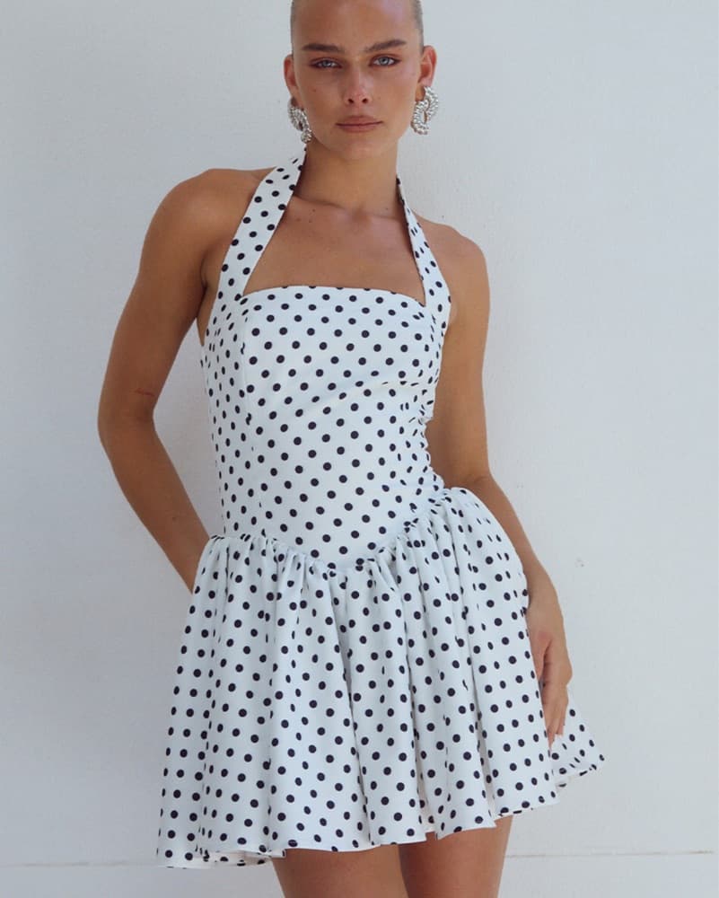 Polka Dot Halter Mini Dress - Image 3
