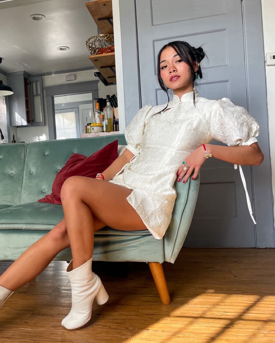 White Qi Pao / Cheongsam Mini Dress  - Image 4