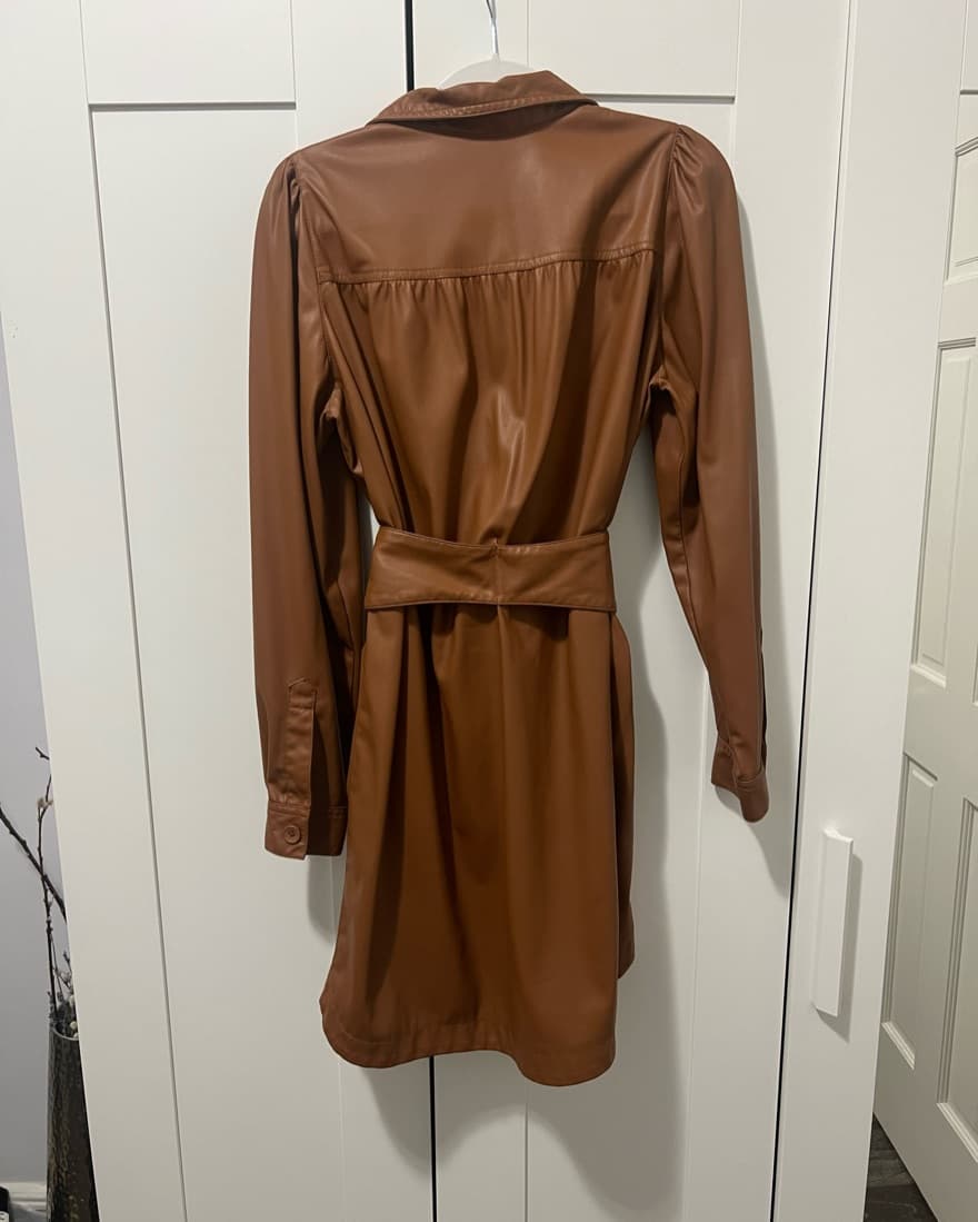 Peter Som Brown Pleather Mini Dress - Image 2