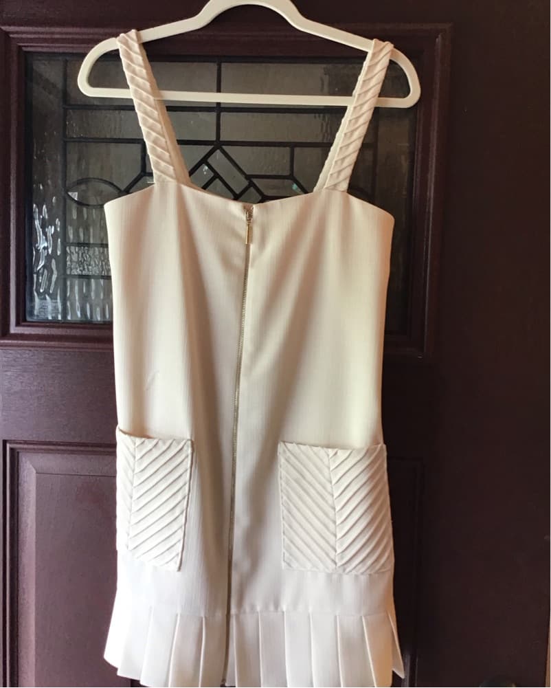  Alexis Elegant Pleated Ivory Dress - Image 1
