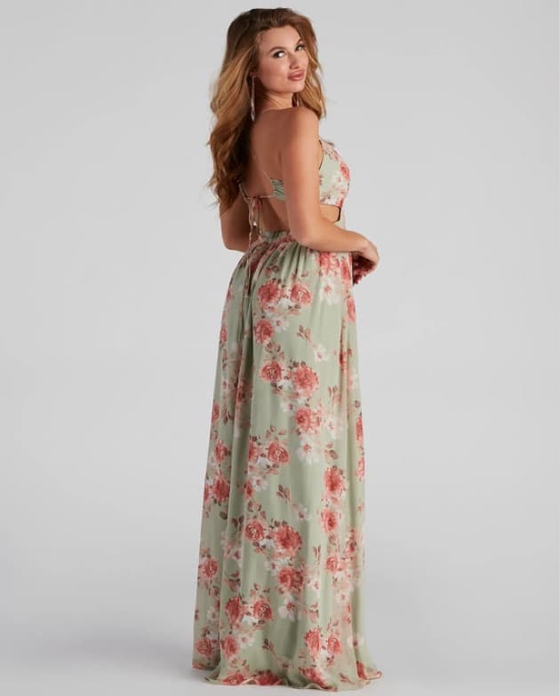 Floral Chiffon A-Line Dress  - Image 2
