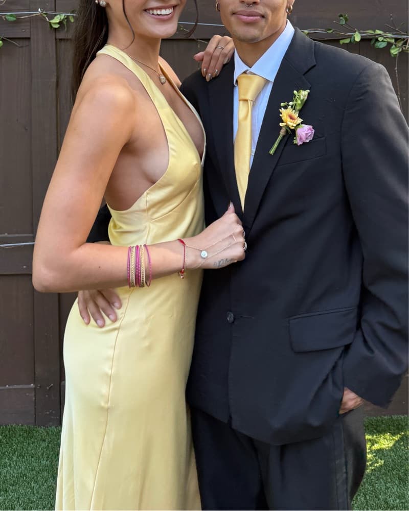 Yellow Halter Silk Dress - Image 5