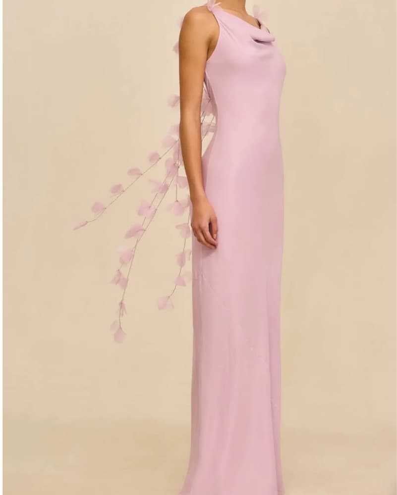 Elegant Floral Petal Maxi Dress - Image 3