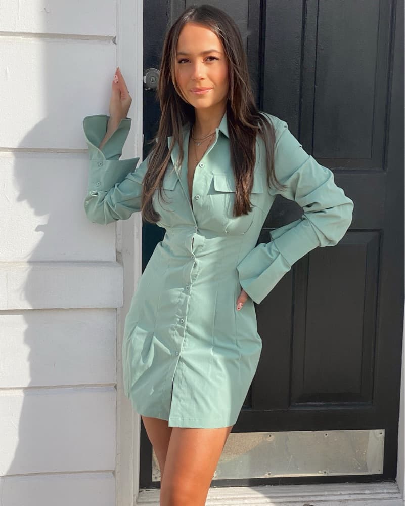 Mint Green Utility Shirtdress - Image 2