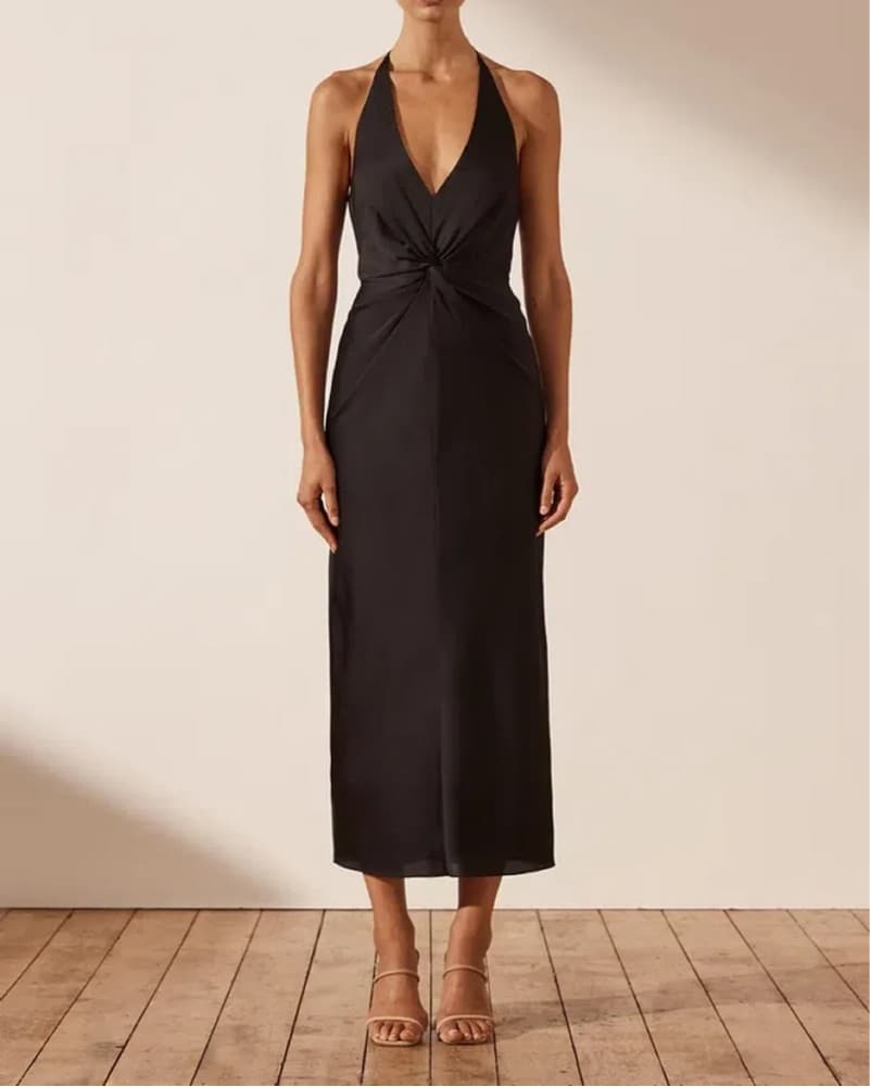 Shona Joy Luxe Twist Front Halter Dress  - Image 1
