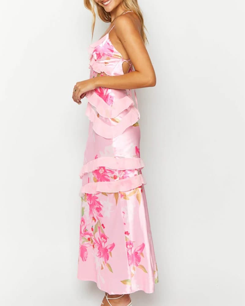 beginning boutique pink floral maxidress - Image 2