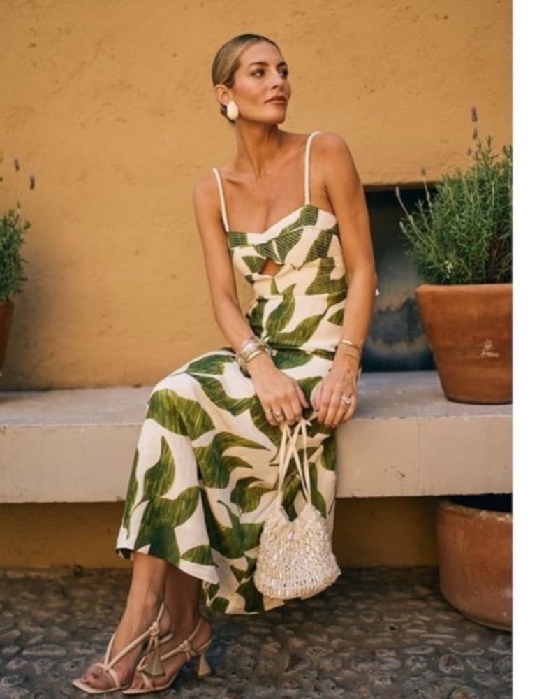 Finley Linen Blend Sweetheart Maxi Dress - Image 1