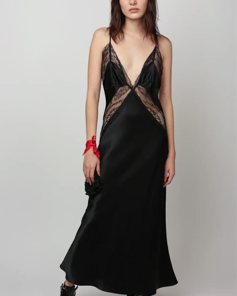 Dana Foley Black Lace Slip Dress - Image 2