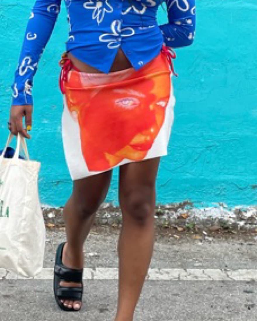 1XBlue Orange Mini Skirt - Image 2