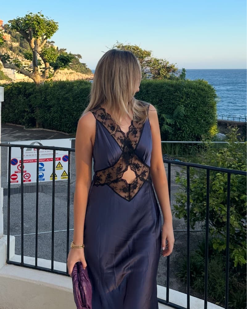 SIR. Lace Navy Dress - Image 2