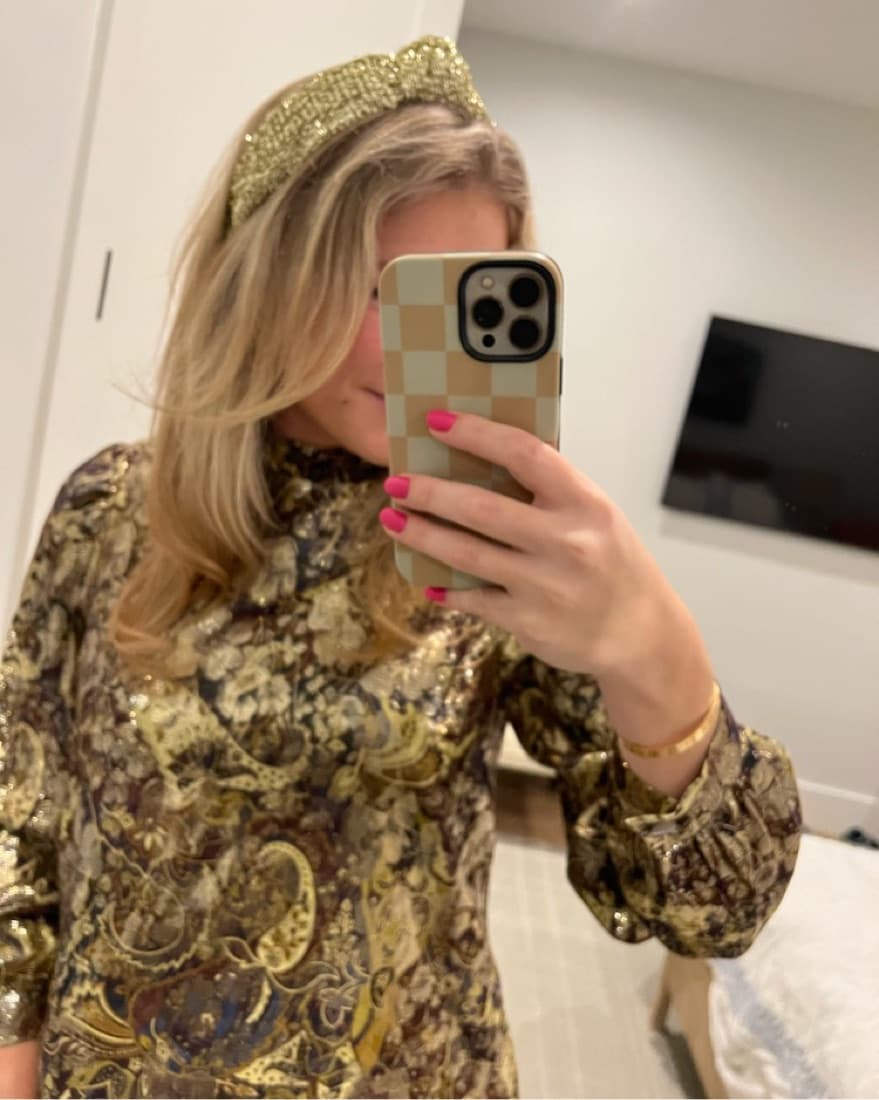 Gold Shiny Jacquard Blouse - Image 1