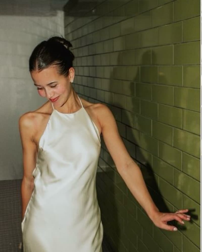 Reformation jeany Ivory Silk Halter Maxi Dress - Image 3
