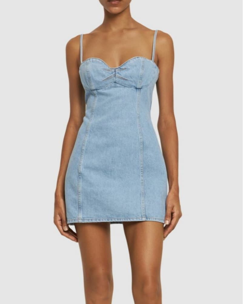 Magda Butrym sweetheart denim mini dress - Image 5