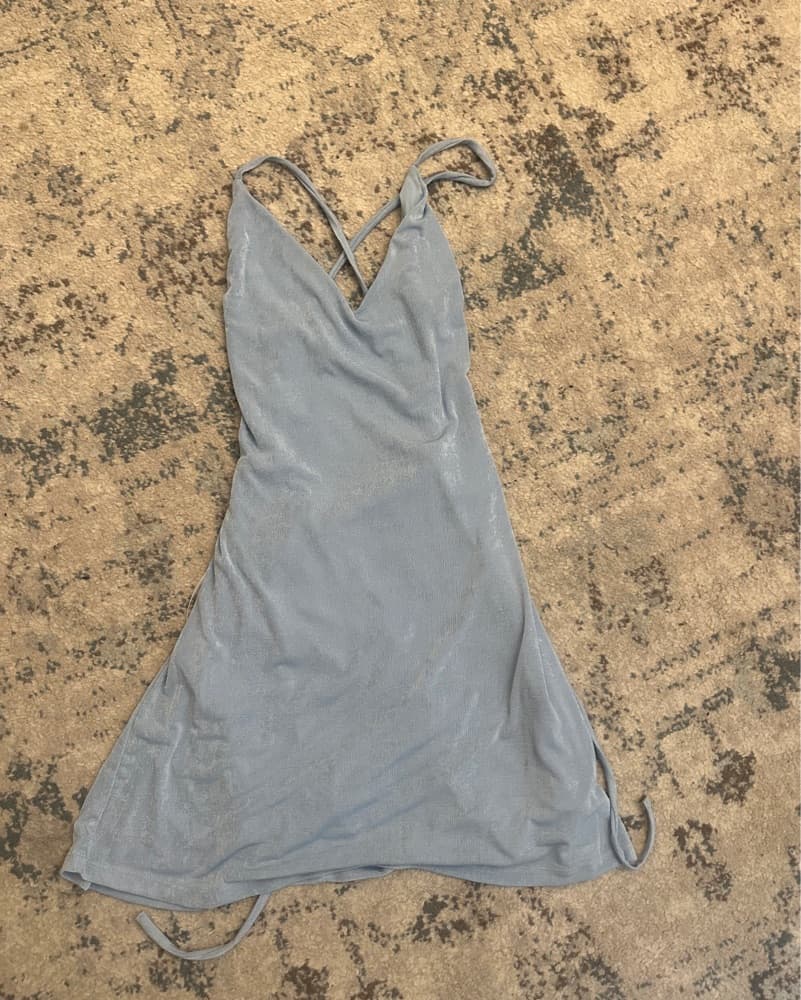 blue halter backless dress - Image 1