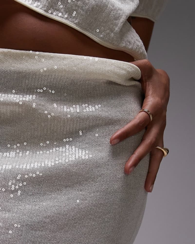 MANGO Sequin Knit Pencil Skirt - Image 3