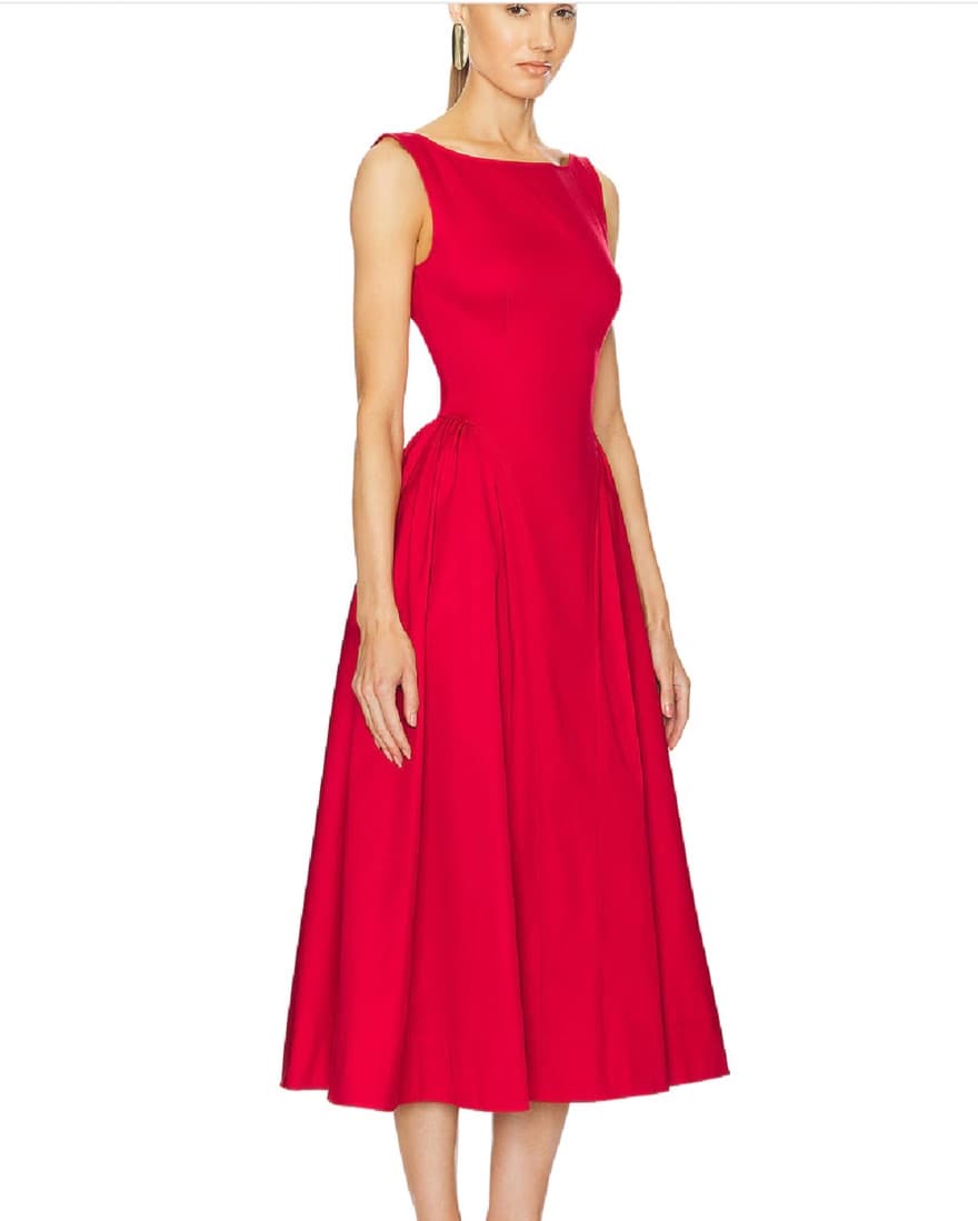 Helsa Stretch Cotton Sateen Midi Dress - Image 2