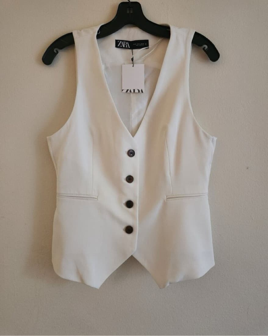 Zara White Vest - Image 3